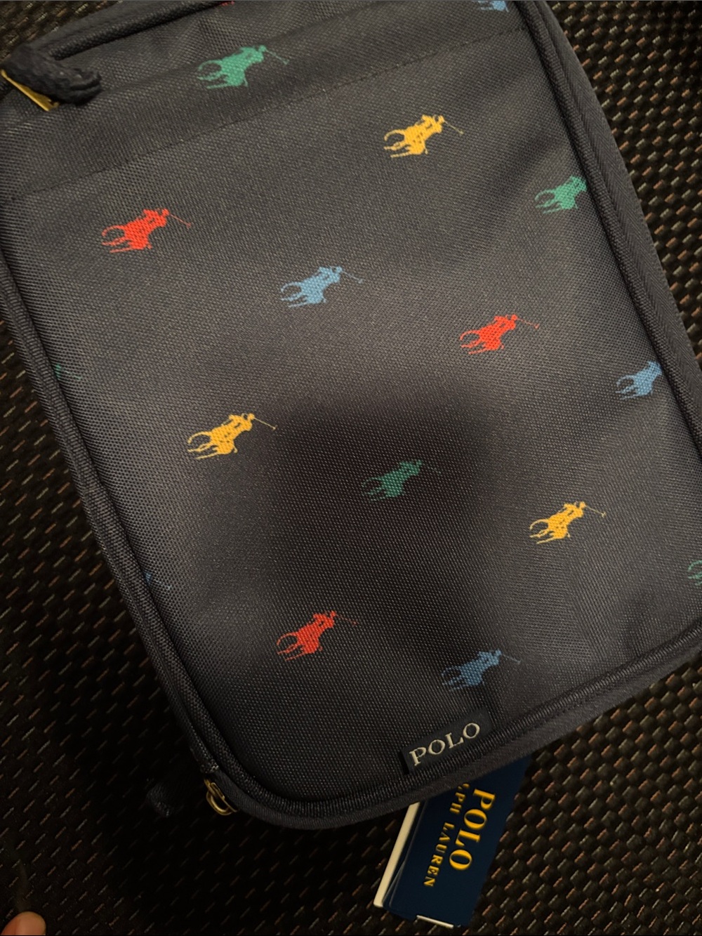 Polo by Ralph Lauren Navy Toiletry Pouch with Multicolor Polo Logos